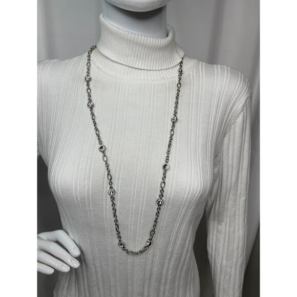 Chico's silver tone necklace signed costume jewelry classic simple trendy - Picture 11 of 16